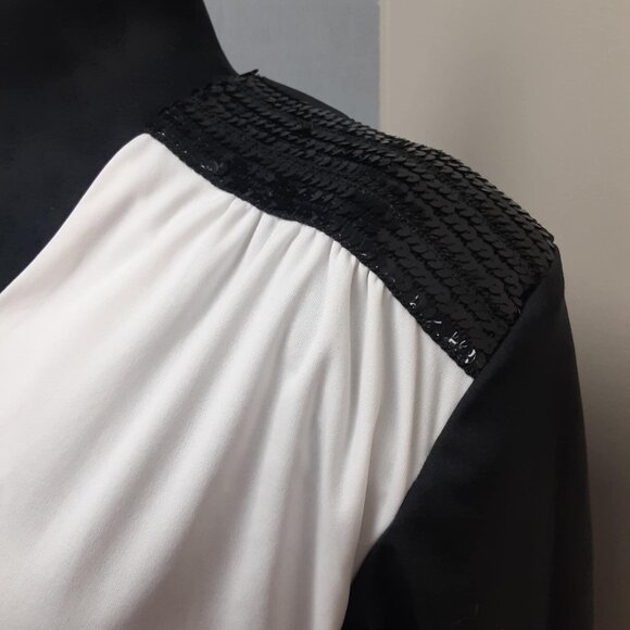 Vintage Teddi of California Black and White Sequined blouse Size 14 USA - Picture 2 of 9